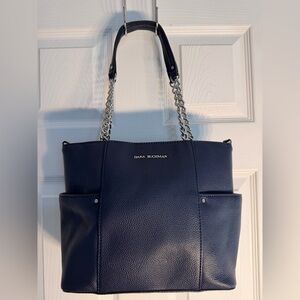 Dana Buchman Navy Tote with Silver Accents